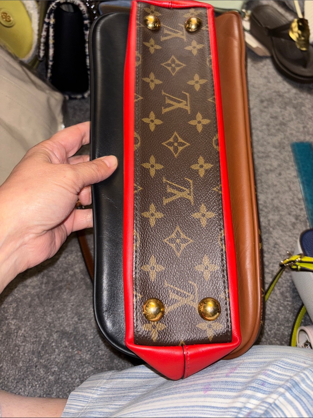 Louis Vuitton Millefeuille Brown Monogram Satchel with Red Accent - Picture 7 of 16